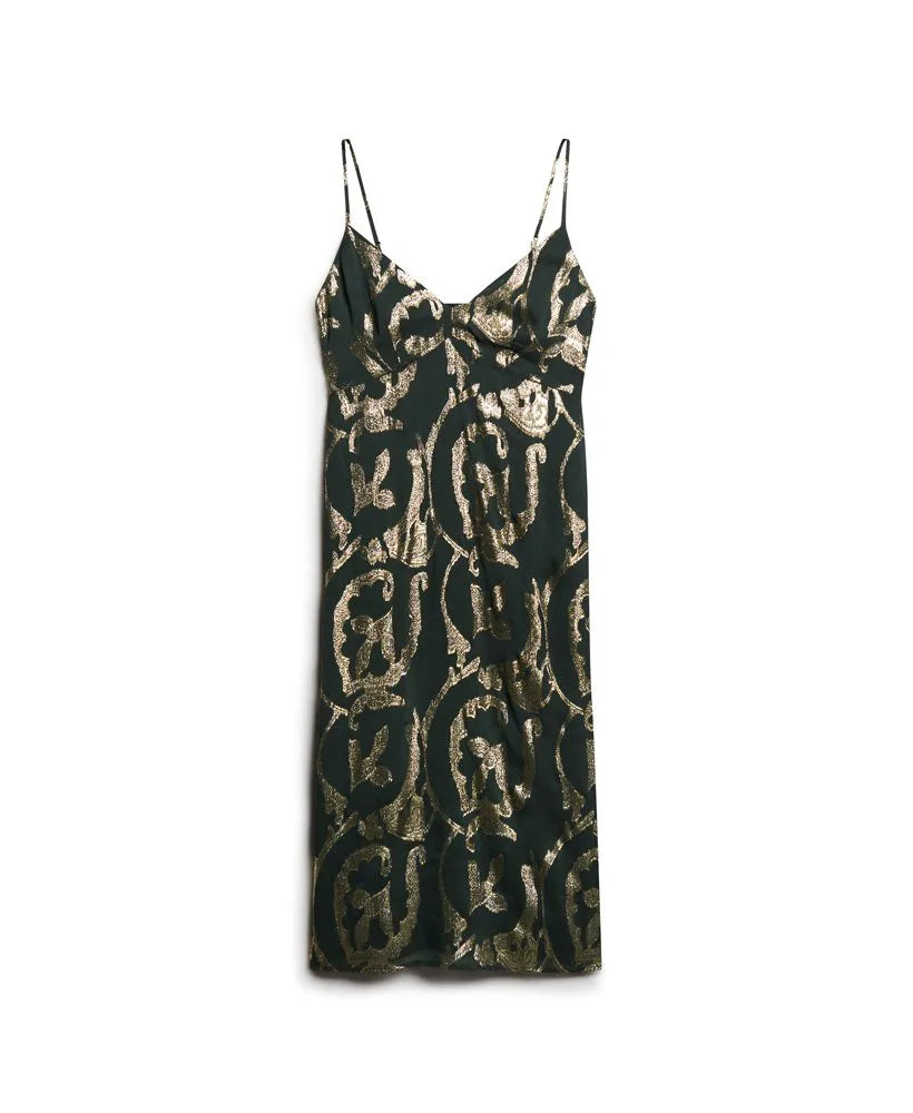 Metallic Midi Slip Dress