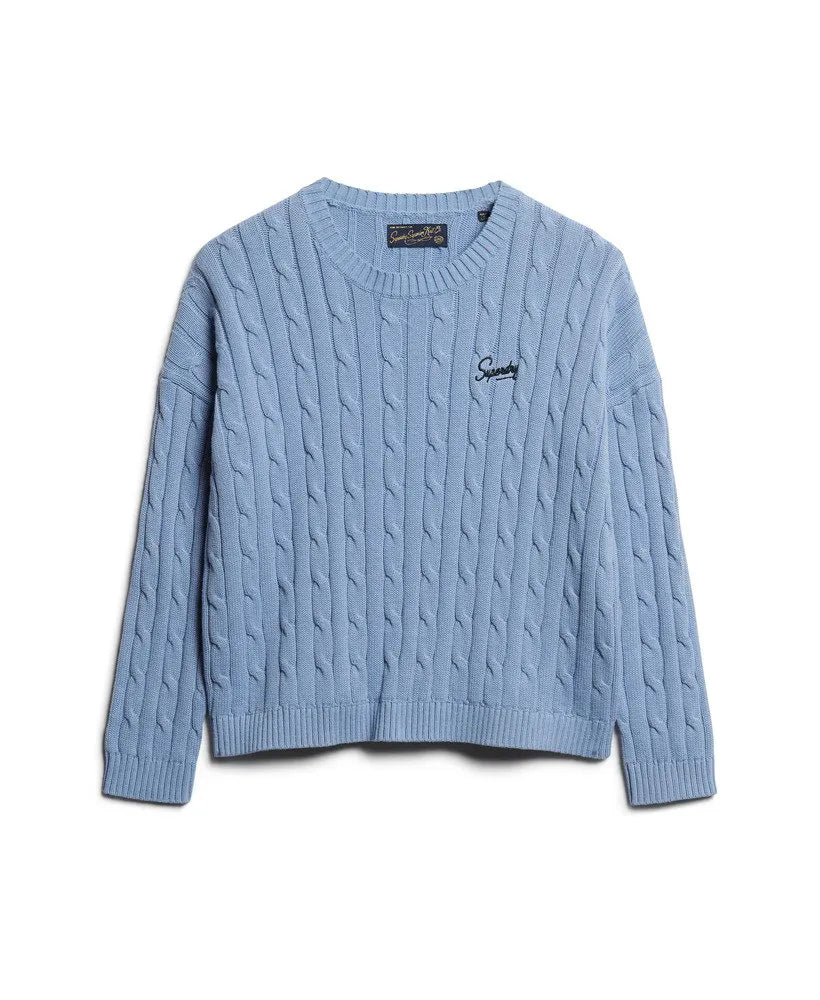 Vintage Dropped Shoulder Cable Knit Jumper