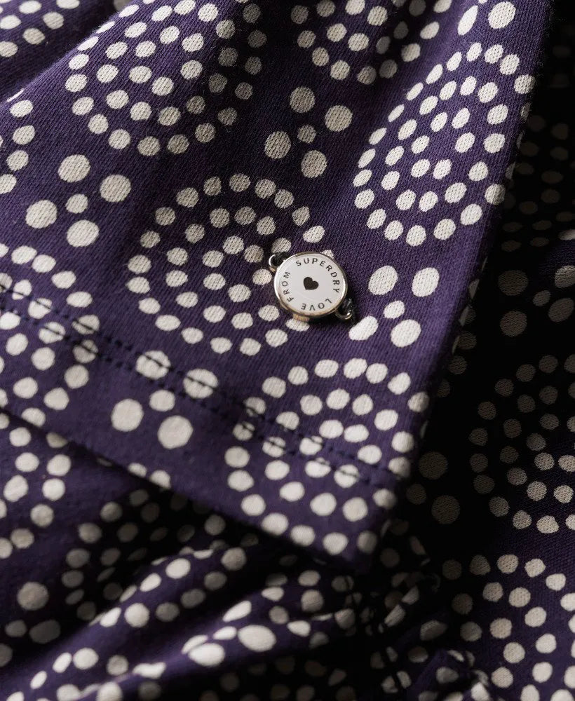 Navy Dot Floral Print