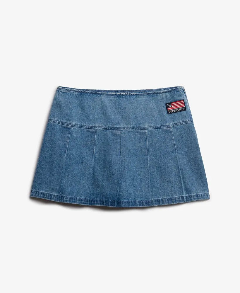 Pleated Patched Mini Skirt