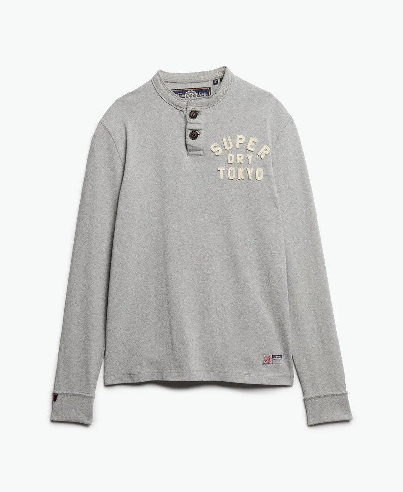 Vintage Athletic Long Sleeve Henley Top