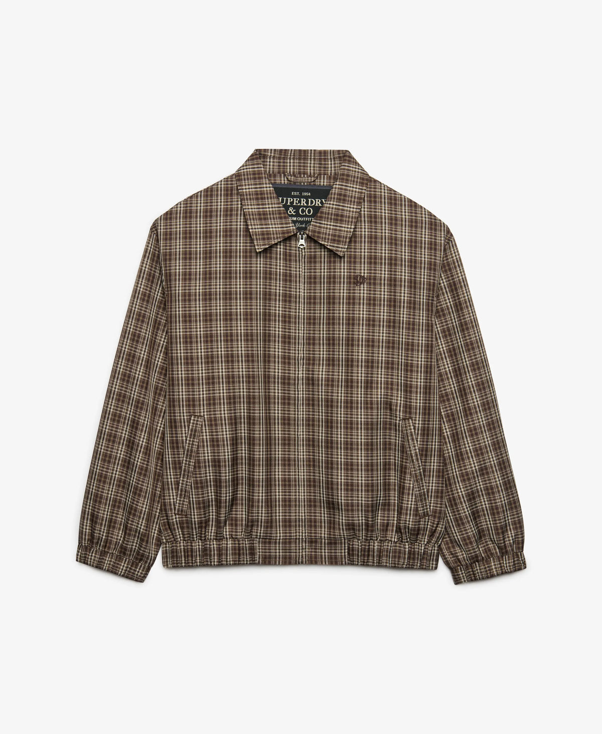 Check Oversized Bomber Jacket