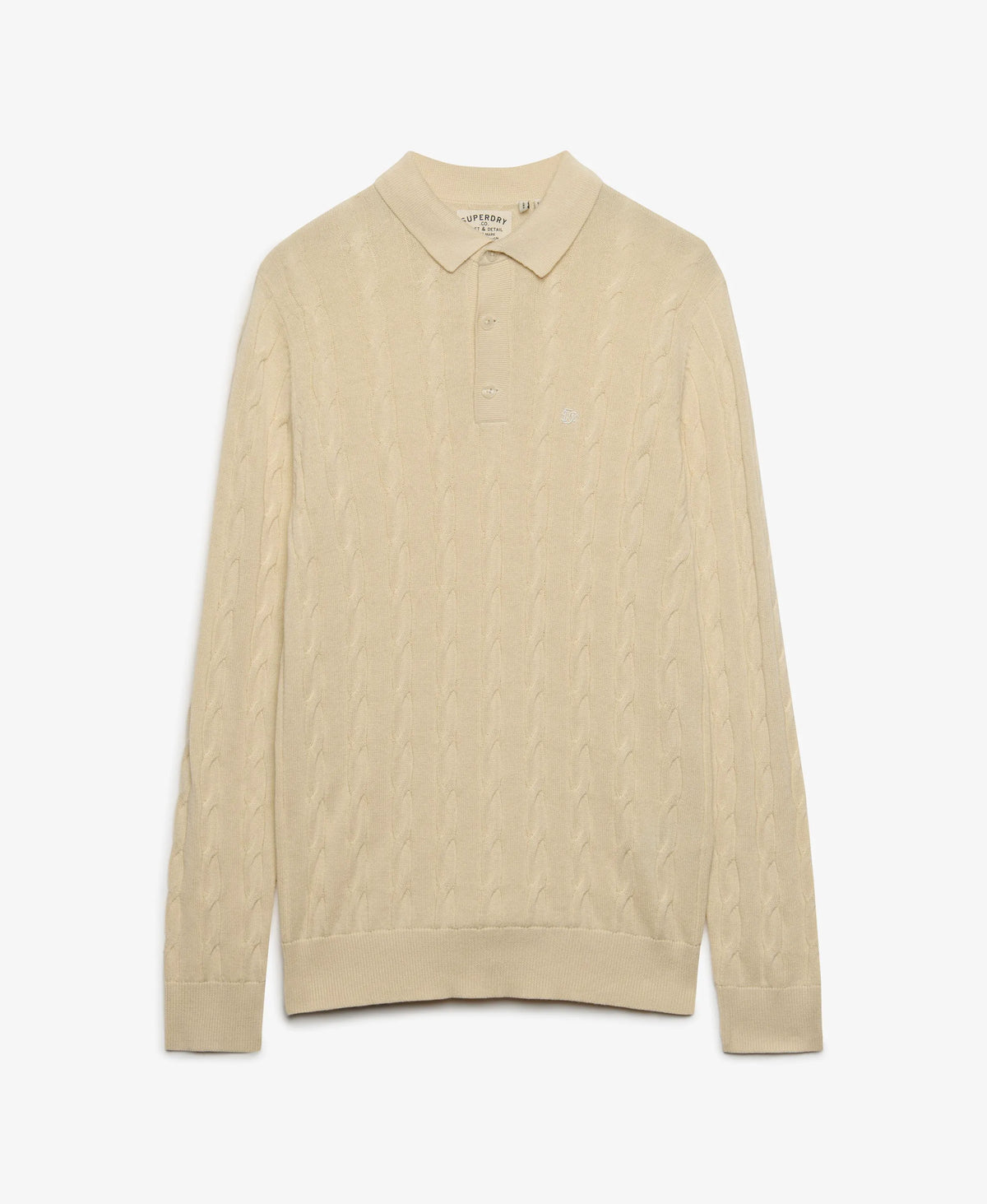 Knitted Cable Long Sleeve Polo Top