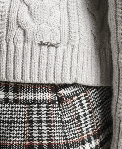 Dropped Shoulder Cable Knit Crew Neck Jumper