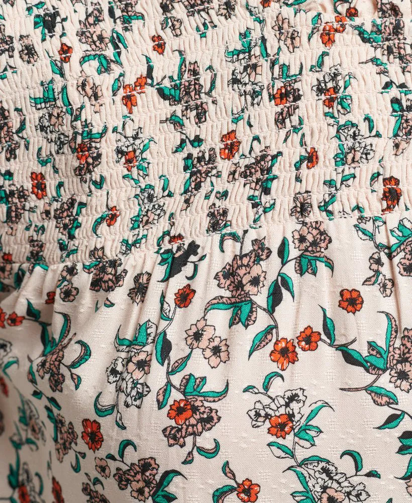 Smocked Long Sleeve Woven Top