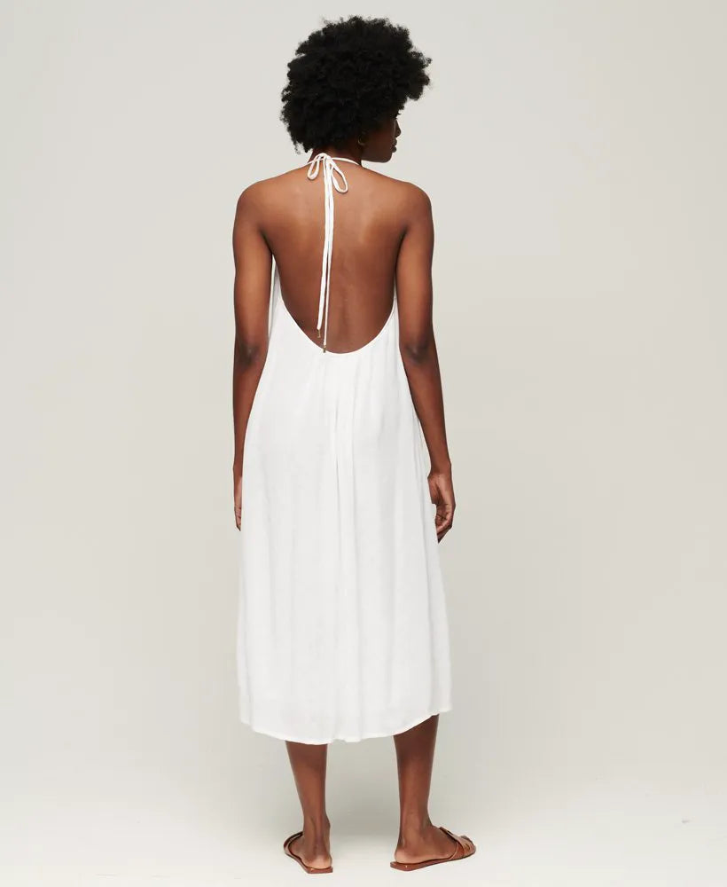 Lace Halter Neck Midi Dress