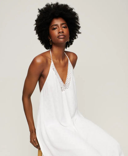 Lace Halter Neck Midi Dress