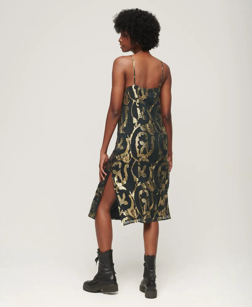 Metallic Midi Slip Dress