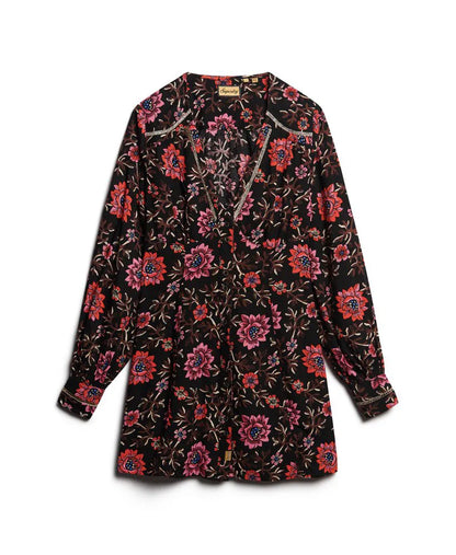 Printed V-Neck Mini Tea Dress