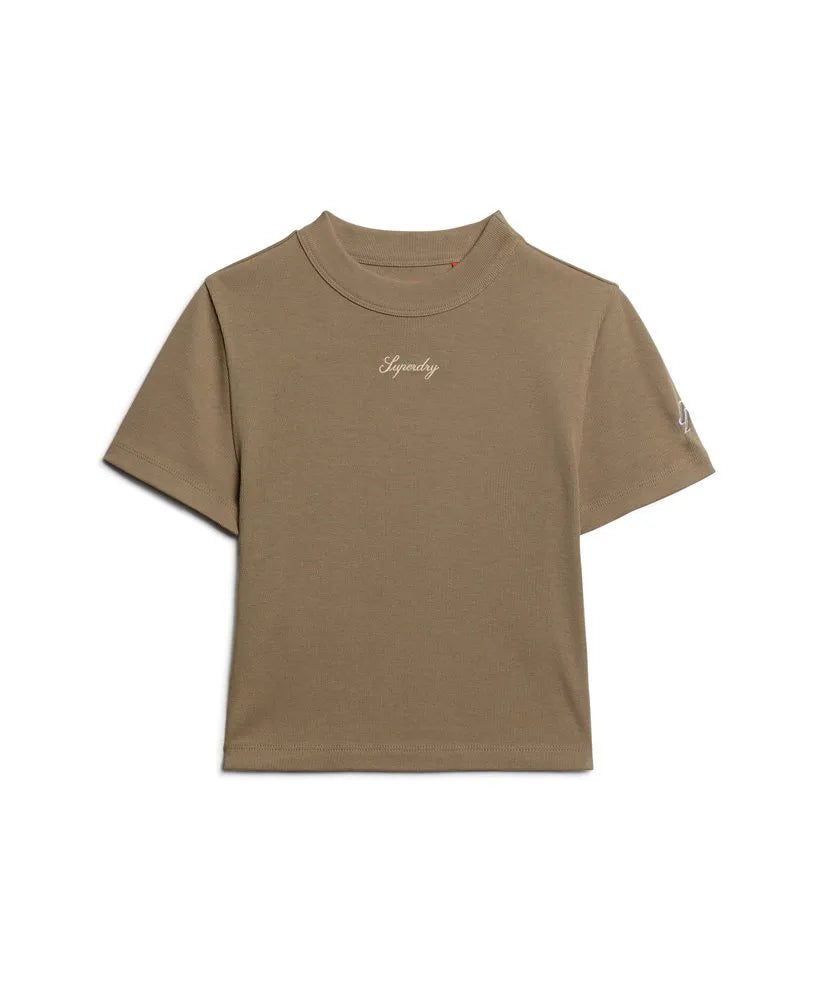 Organic Cotton Embroidered Cropped T-Shirt