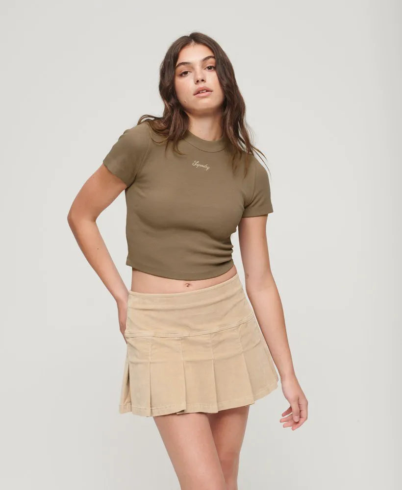 Organic Cotton Embroidered Cropped T-Shirt