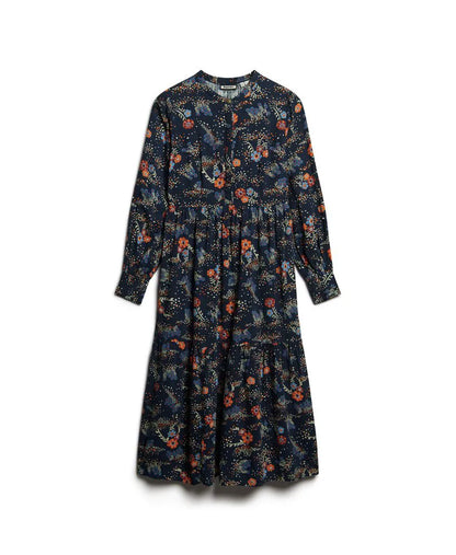 Long Sleeve Tiered Midi Dress