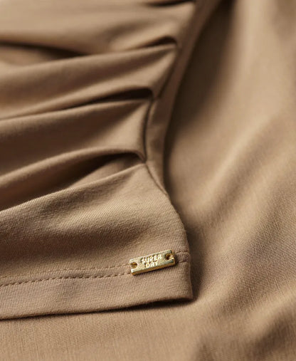 Long Sleeve Ruched Mock Neck Top