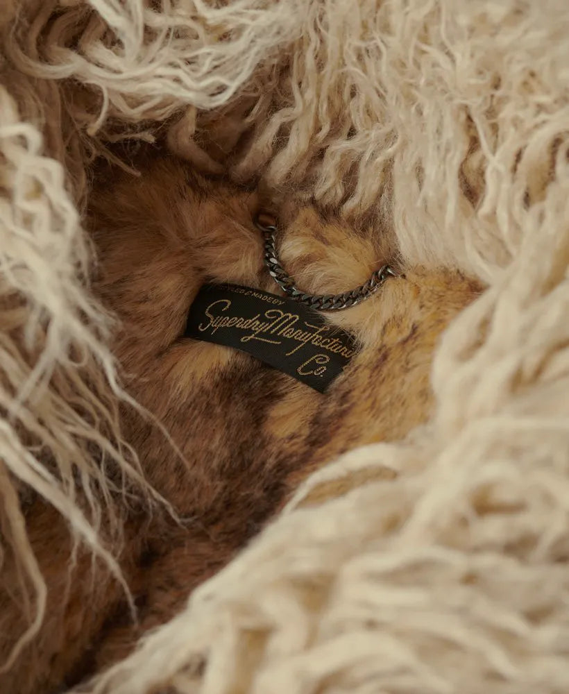 Faux Fur Lined Longline Afghan Coat