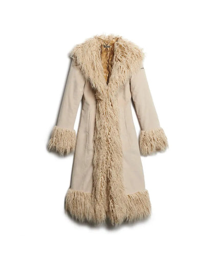Faux Fur Lined Longline Afghan Coat