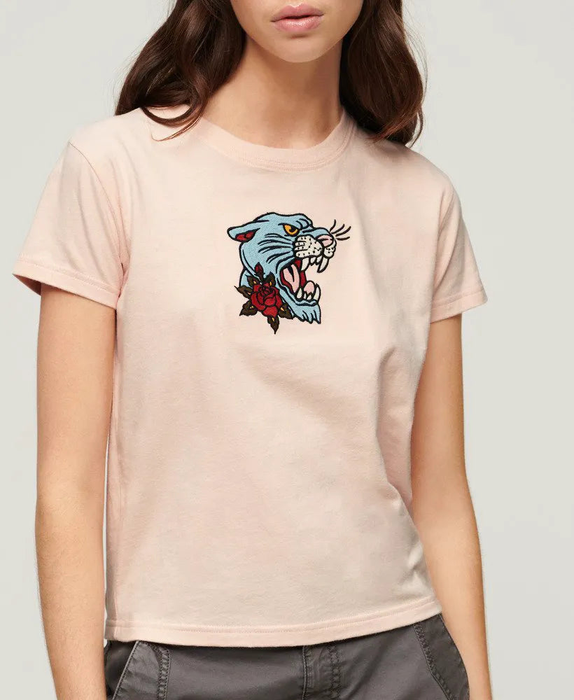 Tattoo Embroidered Fitted T-Shirt