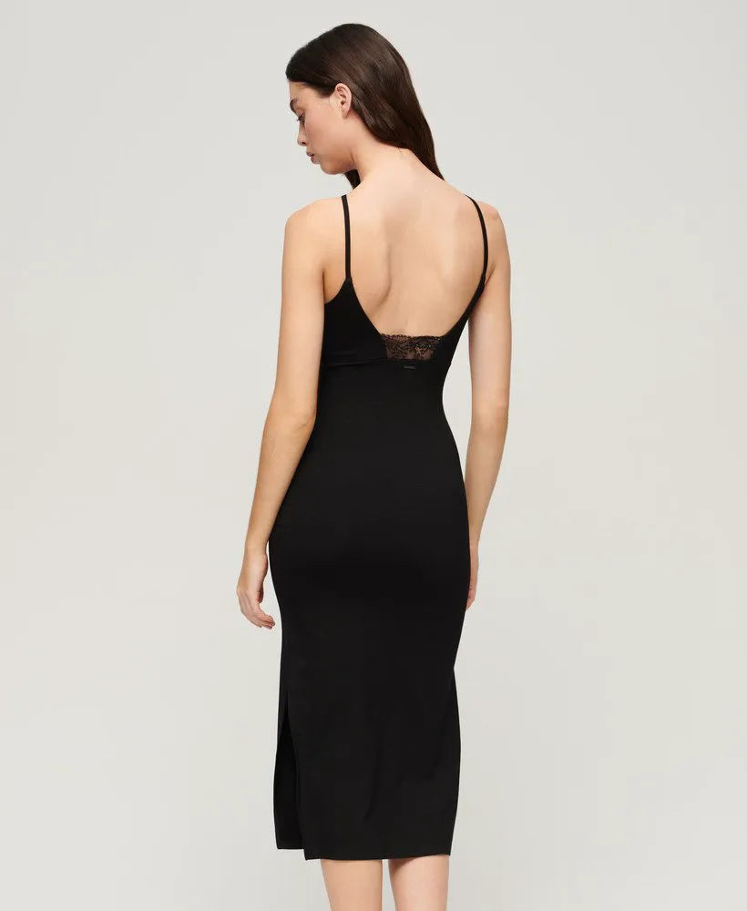Jersey Lace Back Midi Dress