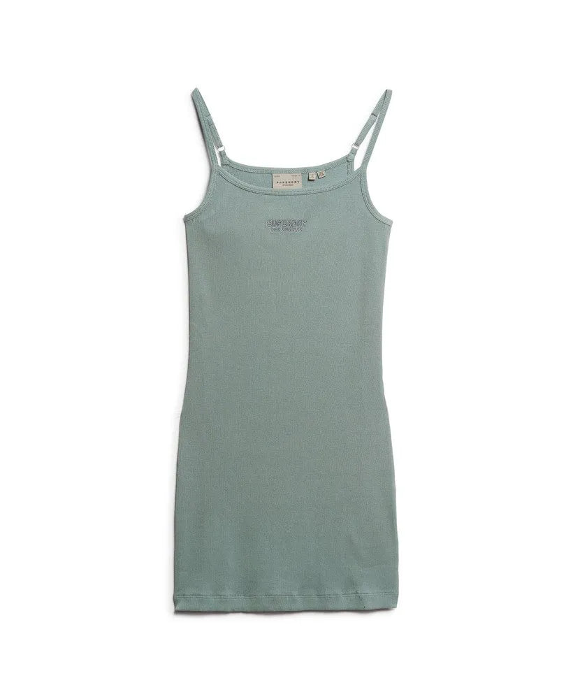 Embroidered Ribbed Strappy Dress