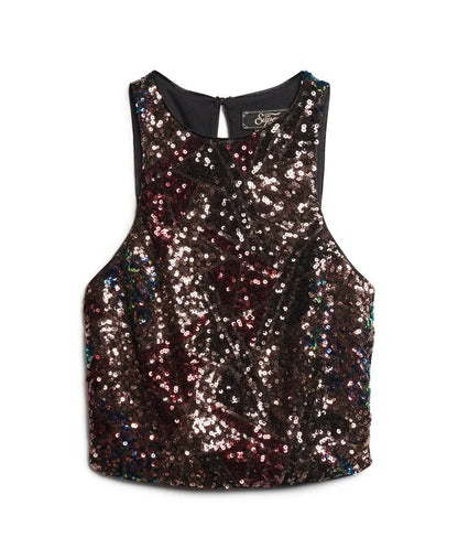 Sleeveless Sequin Racer Top
