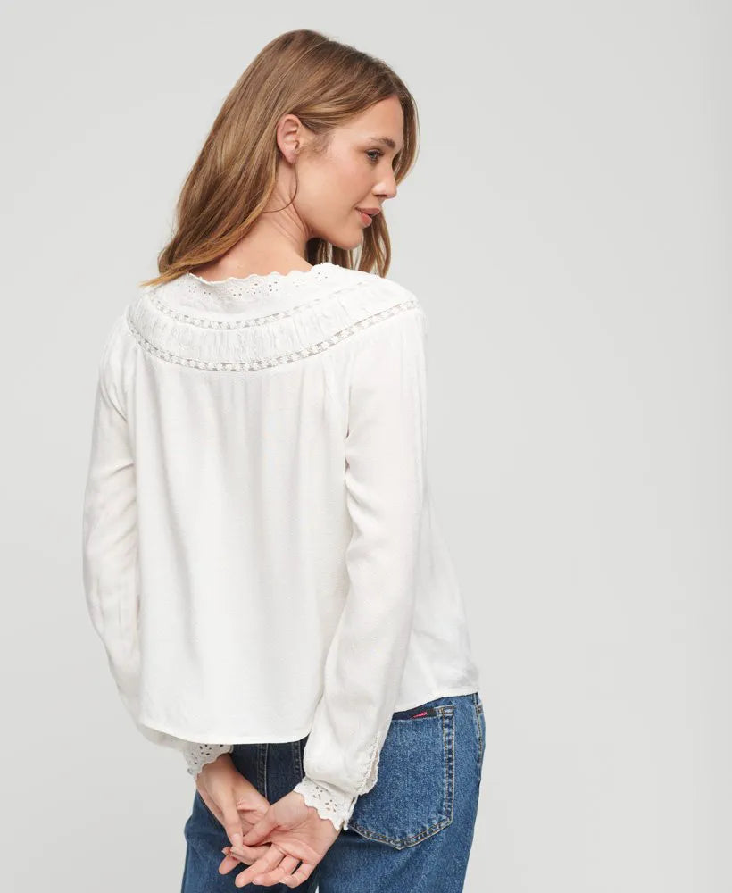Lace Trim Woven Top