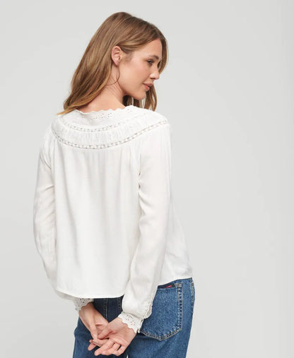 Lace Trim Woven Top