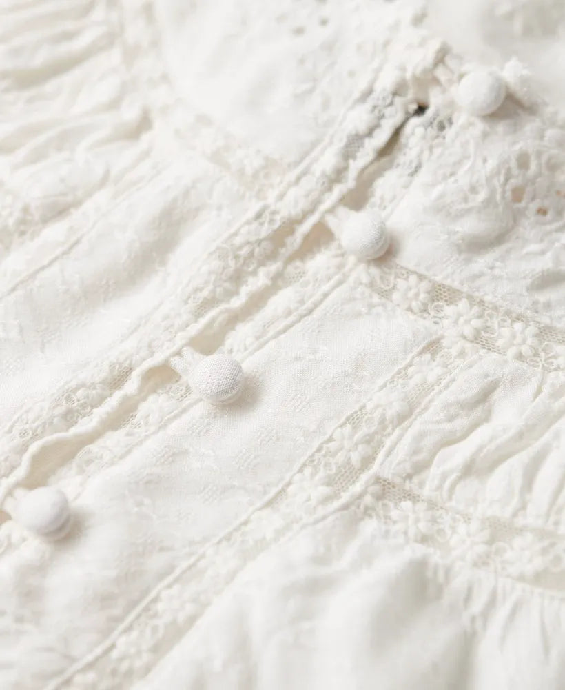 Lace Trim Woven Top