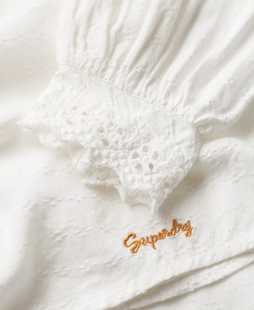 Lace Trim Woven Top