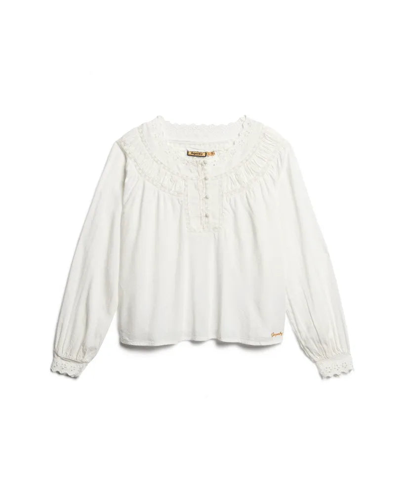 Lace Trim Woven Top