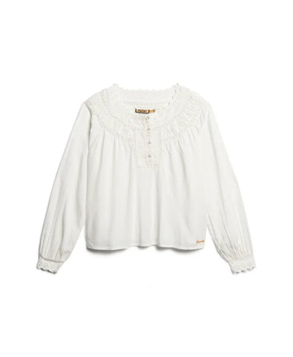 Lace Trim Woven Top