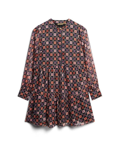 Long Sleeve Tiered Mini Dress