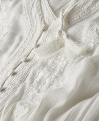 Embroidered Tiered Midi Dress