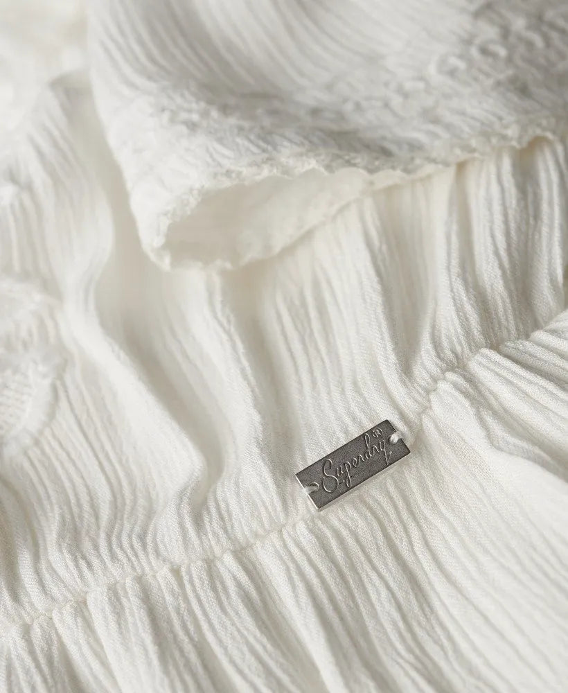 Embroidered Tiered Midi Dress