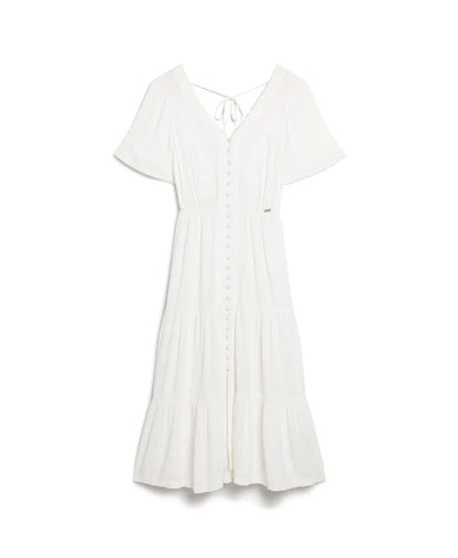 Embroidered Tiered Midi Dress