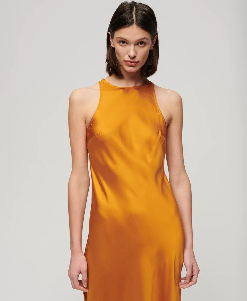 Satin Racer Midi Dress