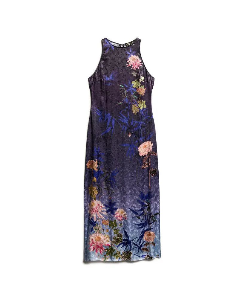 Printed Satin Maxi Dress