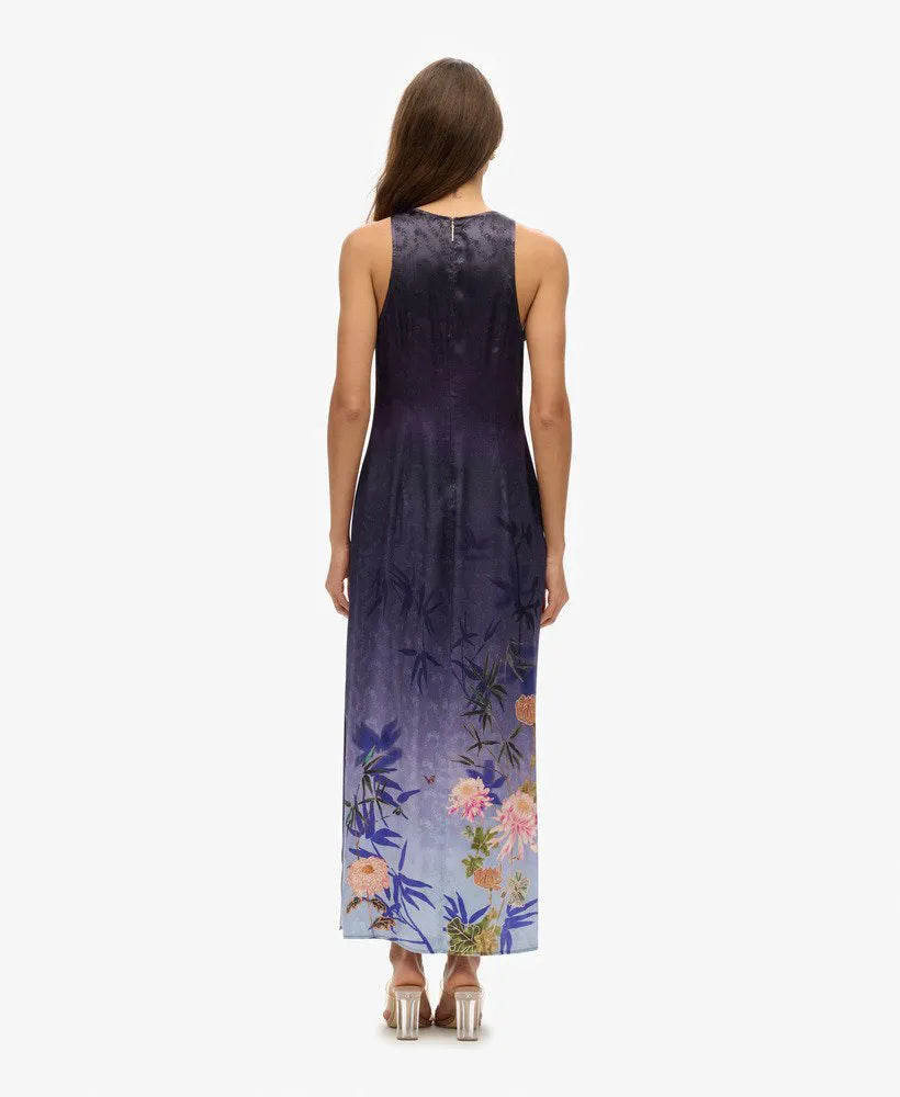 Printed Satin Maxi Dress