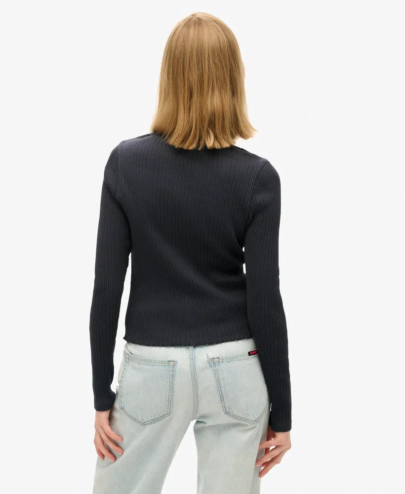 Essential Button Through Long Sleeve Top