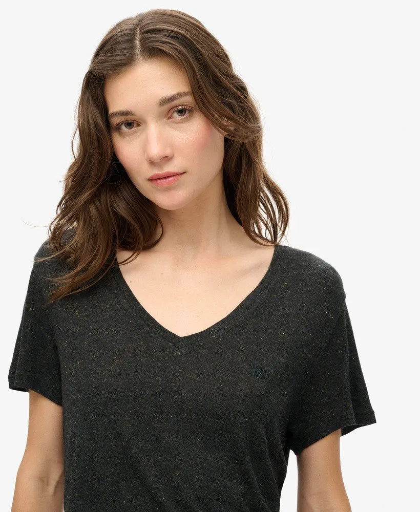 Studios Slub Embroidered V-Neckline T-Shirt