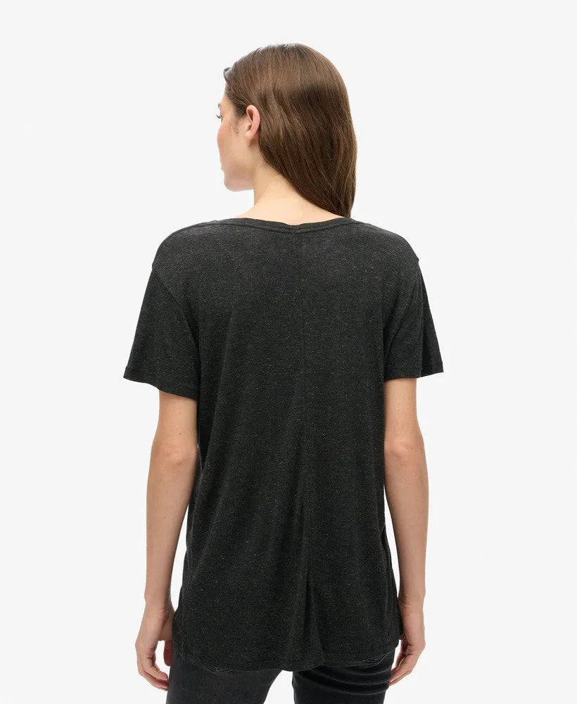 Studios Slub Embroidered V-Neckline T-Shirt