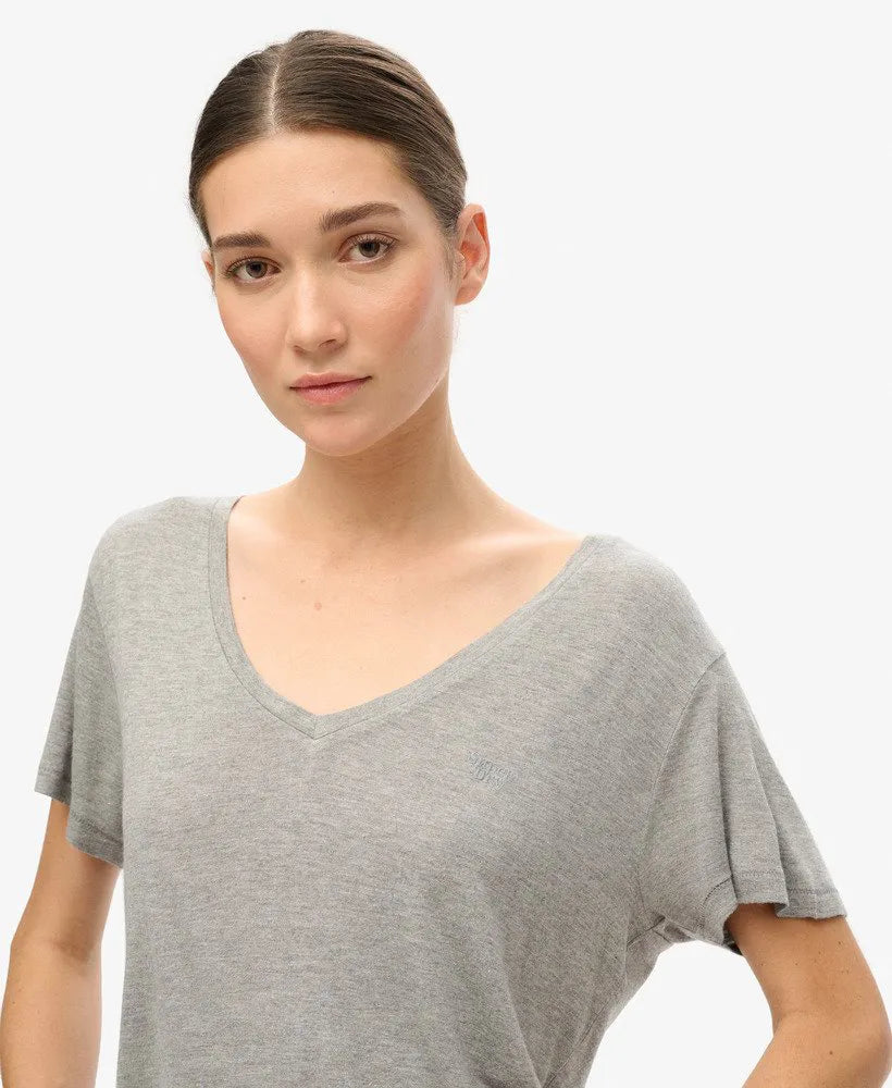 Studios Slub Embroidered V-Neckline T-Shirt