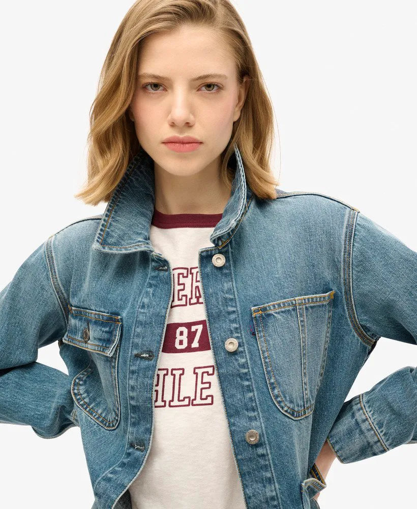 Embroidered Denim Chore Jacket