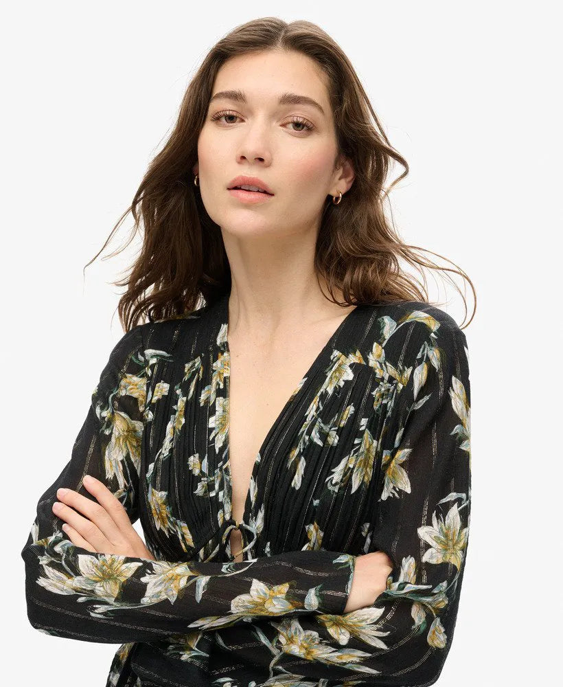 70s Sleeve Pleated Woven Top
