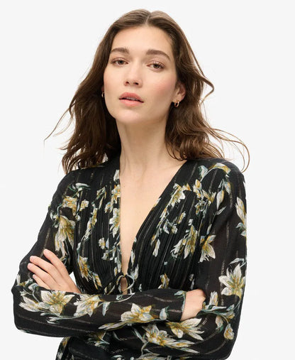 70s Sleeve Pleated Woven Top