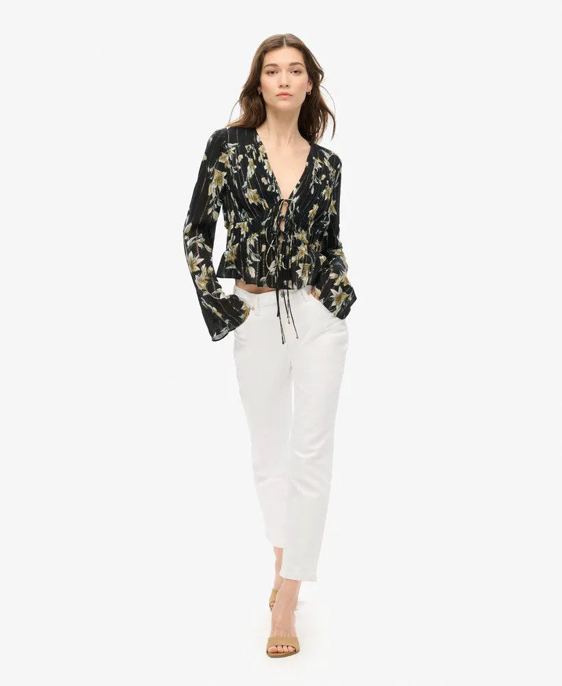 70s Sleeve Pleated Woven Top