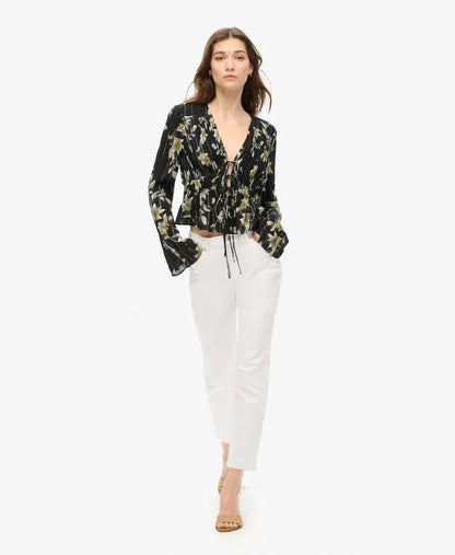 70s Sleeve Pleated Woven Top