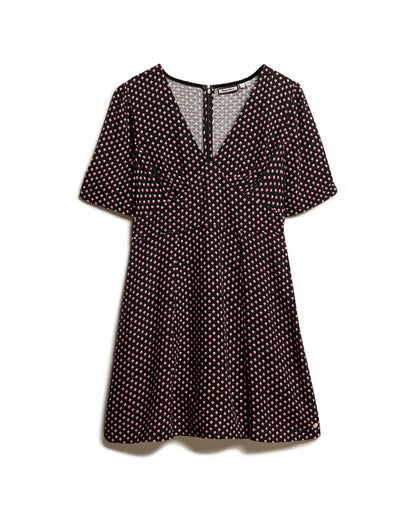 Printed Short Sleeve Mini Tea Dress