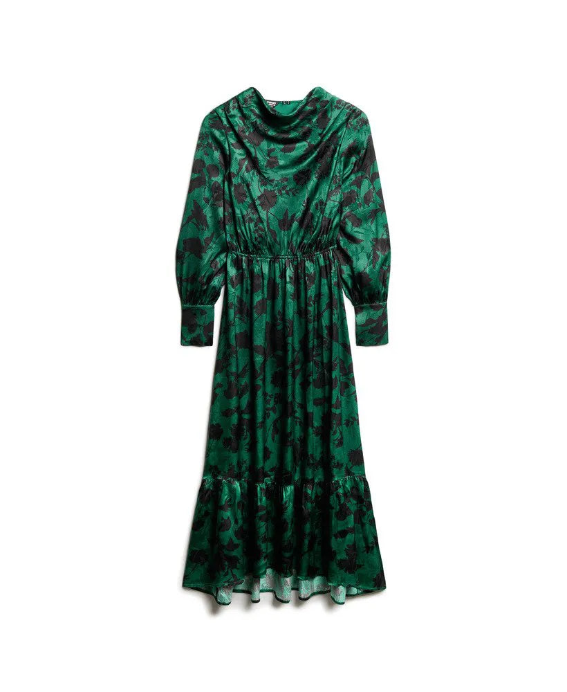 Maxi Cowl Neck Jacquard Dress
