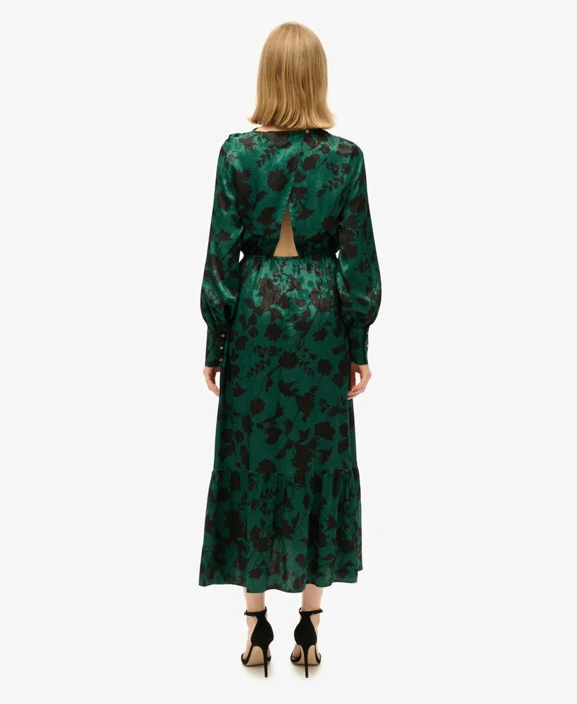 Maxi Cowl Neck Jacquard Dress