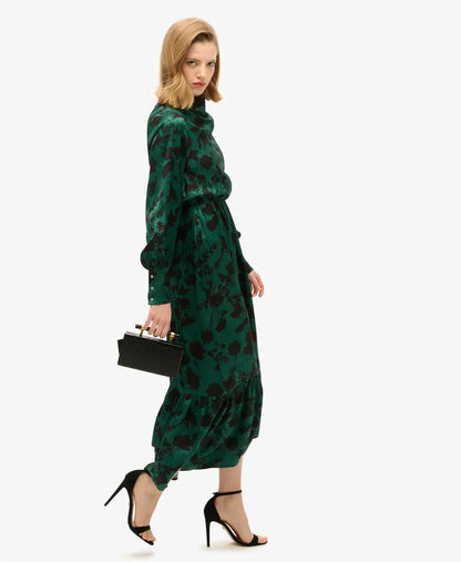 Maxi Cowl Neck Jacquard Dress