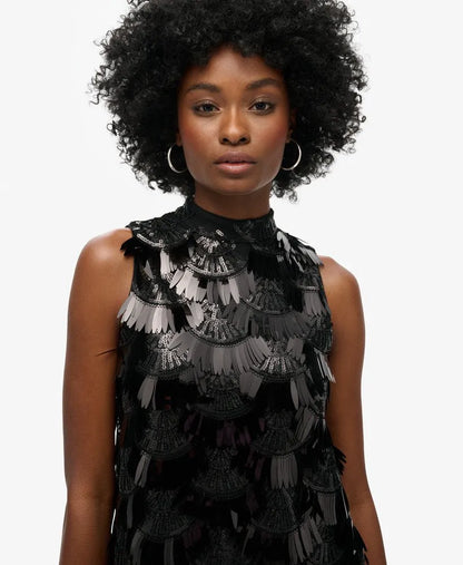 A-Line Fringe Sequin Dress